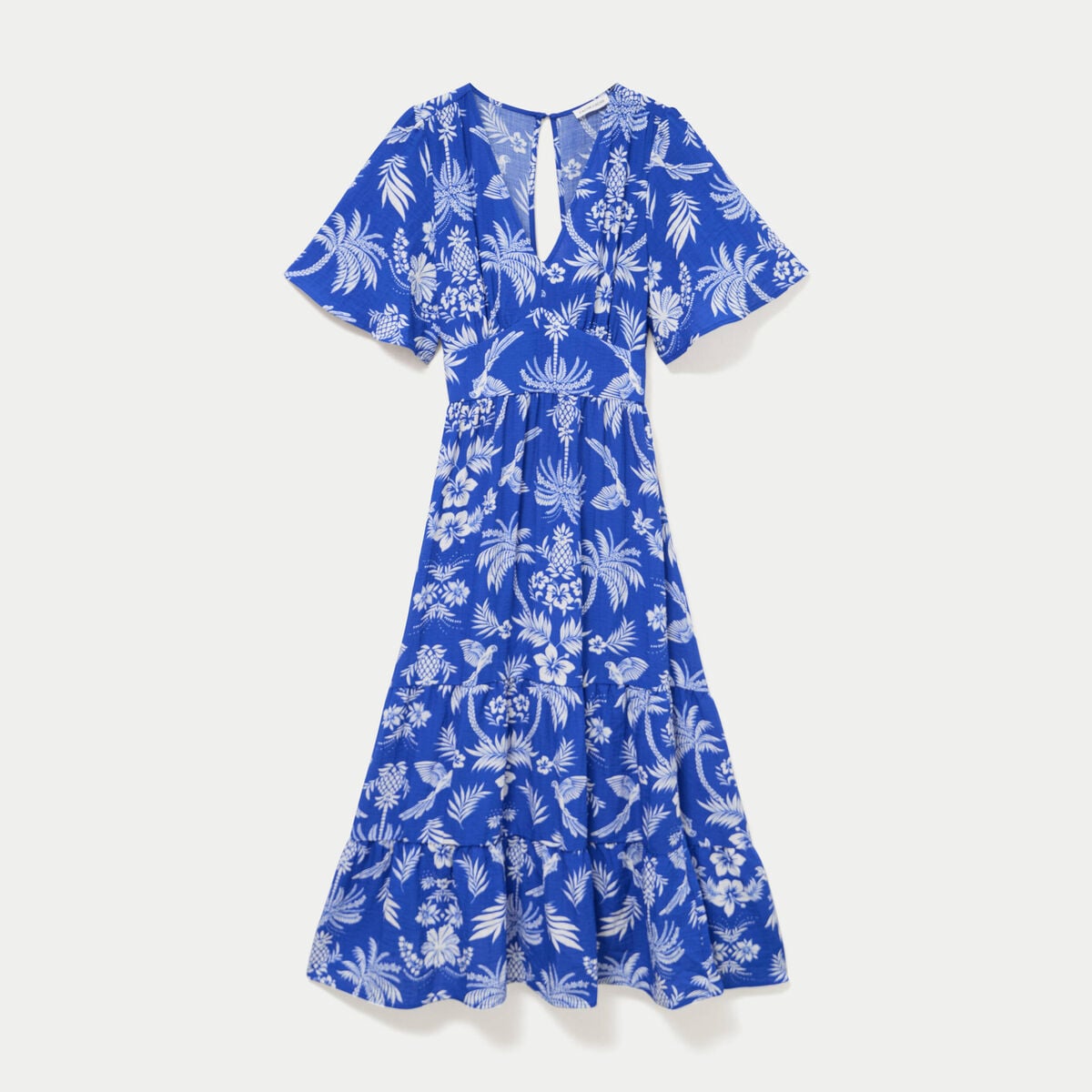 Robe &eacute;vas&eacute;e col v bleu roi femme
