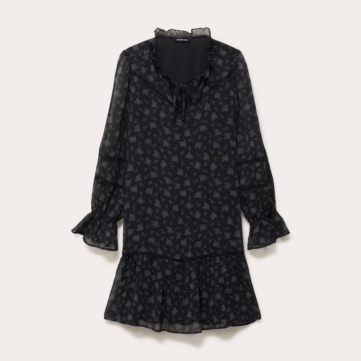 Robe &eacute;vas&eacute;e en voile noir femme