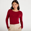 T-shirt uni &agrave; manches longues rouge femme