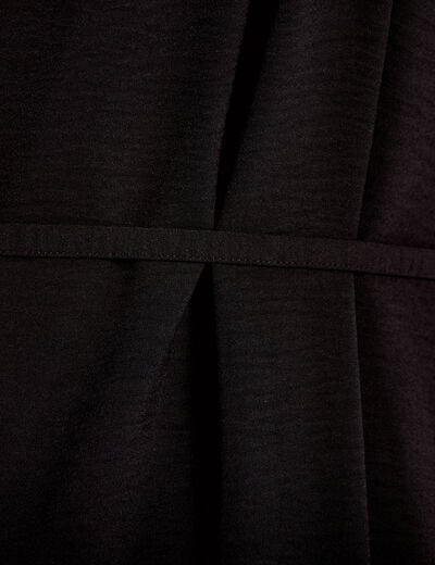 Robe longue droite col v bretelles fines noir femme