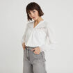 Blouse maille relief&eacute;e blanc femme
