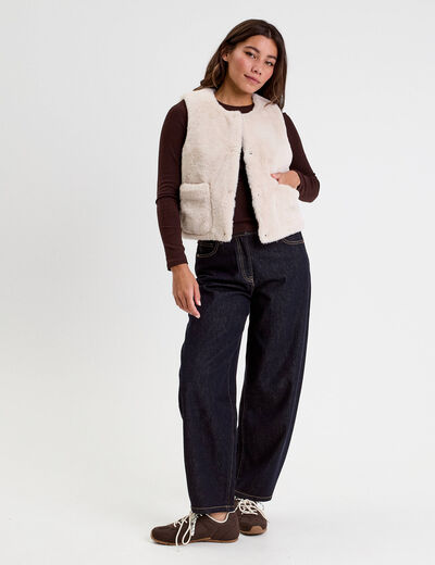 Gilet r&eacute;versible sans manches ivoire femme