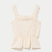 Top droit court sans manches dentelle ecru femme