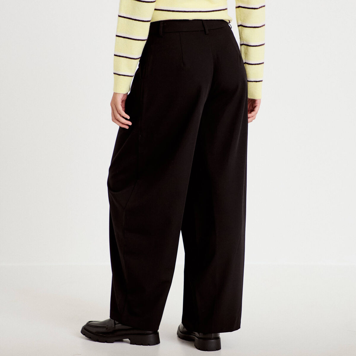 Pantalon bootcut taille basse noir femme