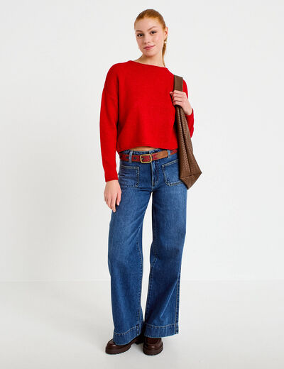 Pull manches longues rouge femme