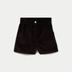 Short large en velours marron fonc&eacute; femme