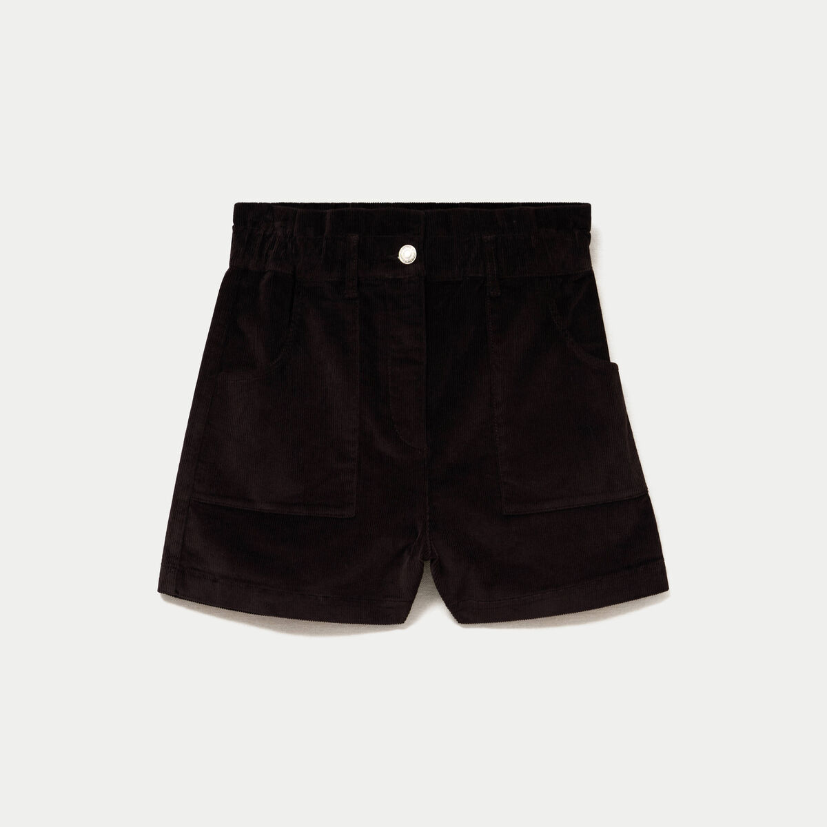Short large en velours marron fonc&eacute; femme