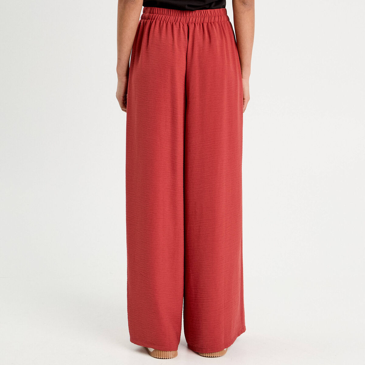 Pantalon large fluide vieux rose femme