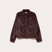 Veste fausse fourrure marron fonc&eacute; femme
