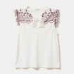 Blouse d&eacute;collet&eacute; sans manches brod&eacute;e rouge femme