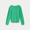 Pull col v manches longues vert femme