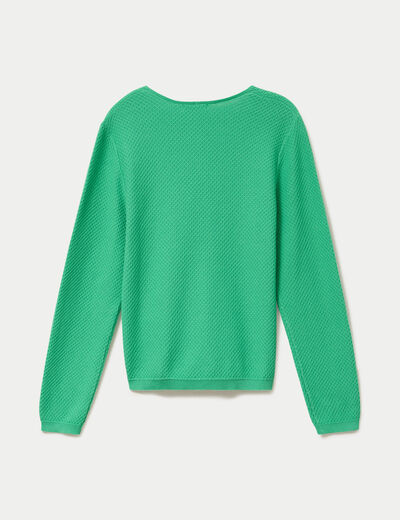Pull col v manches longues vert femme