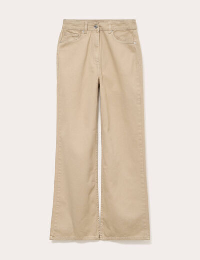 Jean wide leg taille haute vert femme