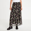 Jupe longue &eacute;vas&eacute;e en voile transparent noir femme