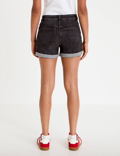 Short slim en jean denim noir femme