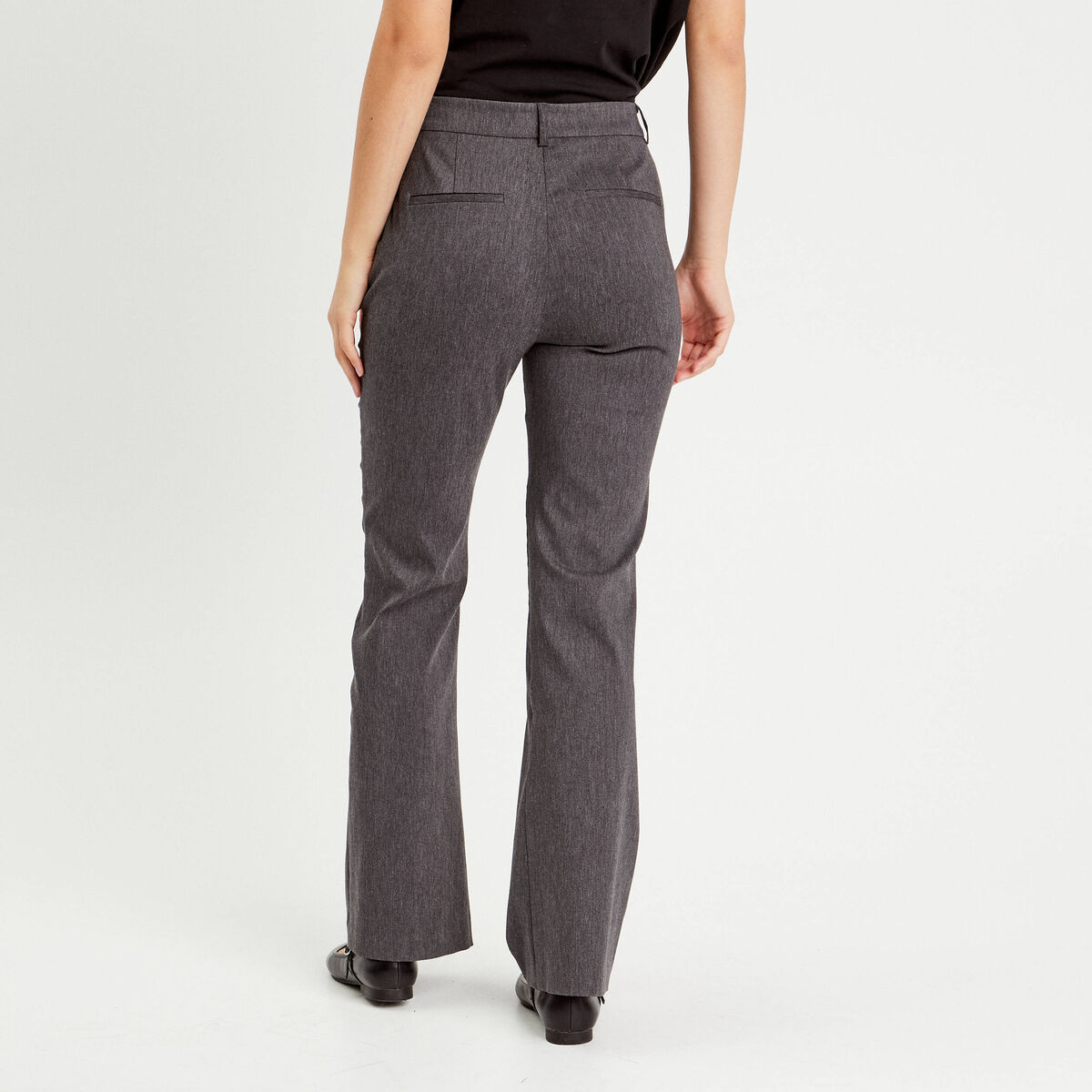Pantalon flare pont gris fonc&eacute; femme