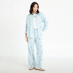 Pantalon large brod&eacute; Bridgerton bleu clair femme