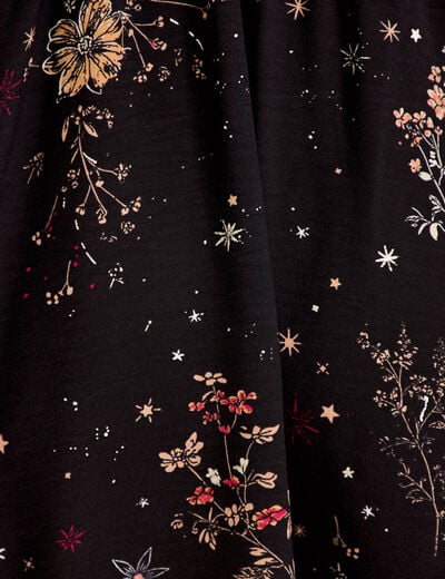 Robe courte &eacute;vas&eacute;e col v manches longues noir femme