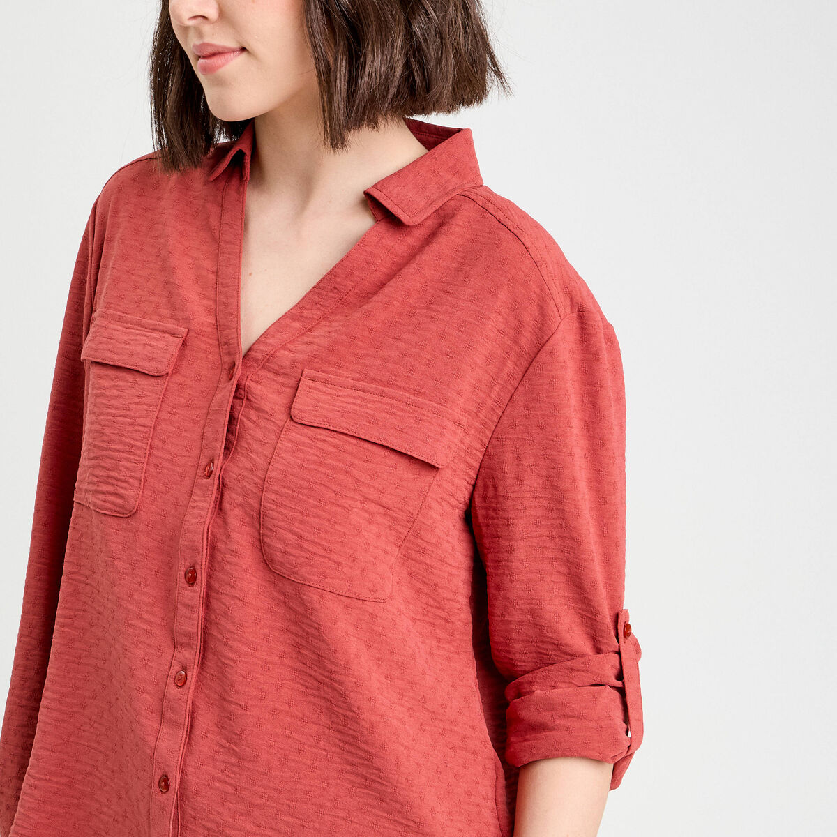 Chemise manches longues vieux rose femme