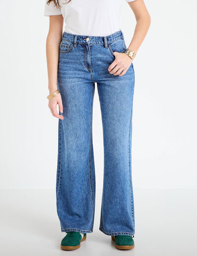 Jean wide leg taille standard denim stone femme