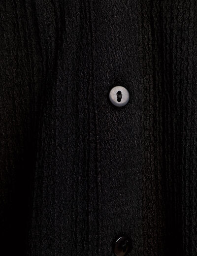 Blouse maille relief&eacute;e noir femme