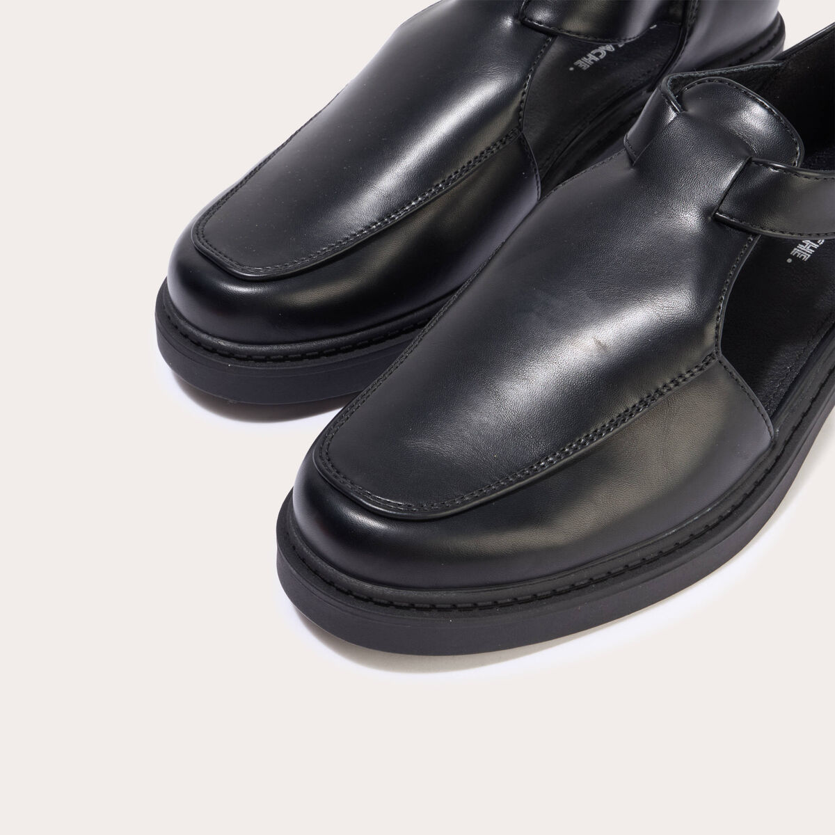 Derbies denim noir enduit femme