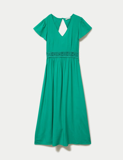 Robe longue &eacute;vas&eacute;e vert femme