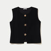 Gilet sans manches col rond noir femme