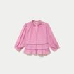 Blouse cintr&eacute;e col v manches 3/4 mauve femme