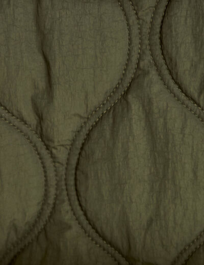 Veste droite &agrave; capuche manches longues vert kaki femme