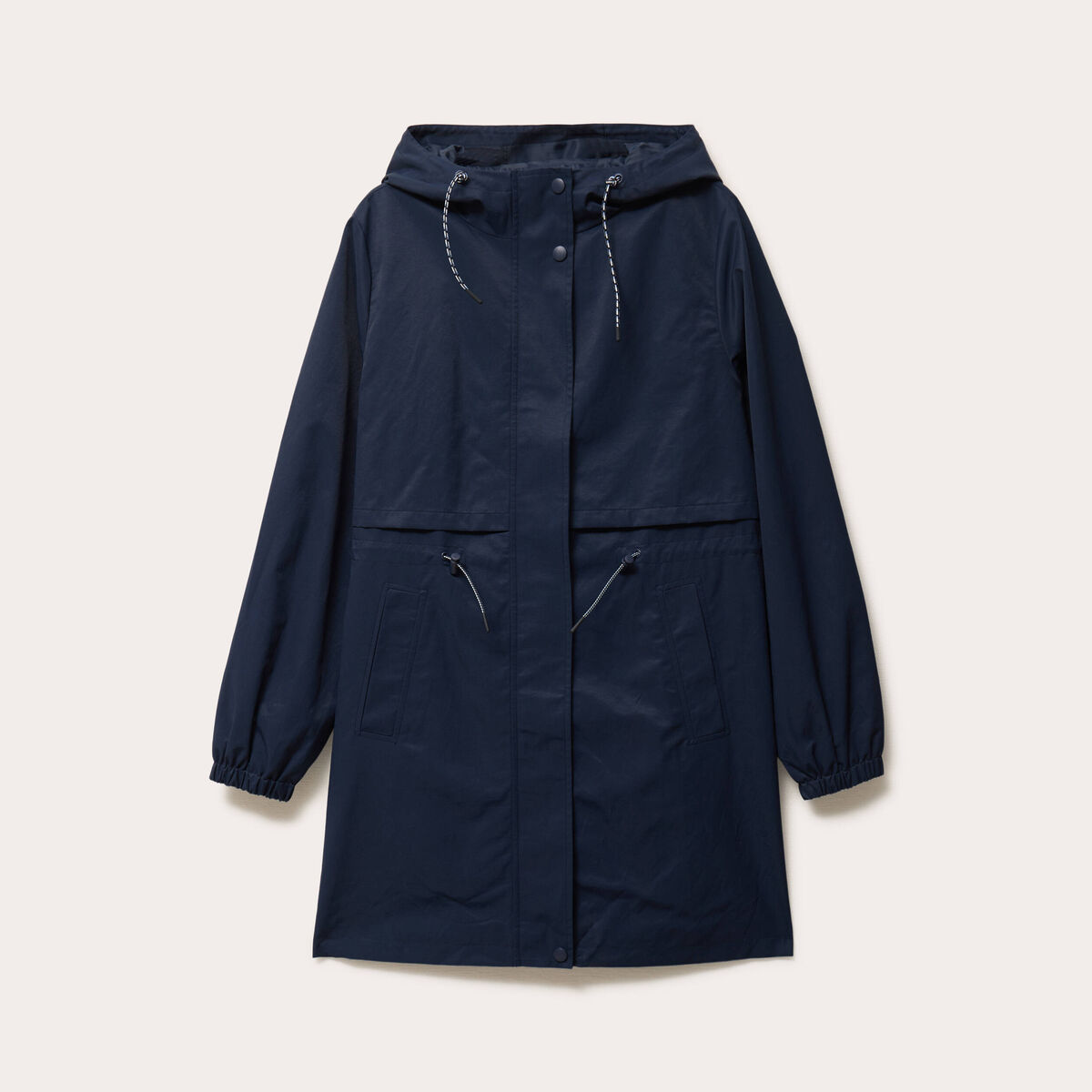 Parka &agrave; capuche taille ajustable bleu marine femme