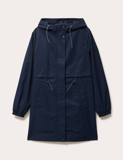 Parka &agrave; capuche taille ajustable bleu marine femme