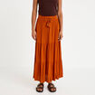 Jupe longue pliss&eacute;e &eacute;vas&eacute;e orange fonc&eacute; femme
