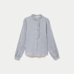 Chemise droite manches longues bleu fonc&eacute; femme