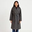 Manteau droit mi-long &agrave; manches longues gris femme