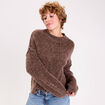 Pull oversize col rond manches longues marron clair femme