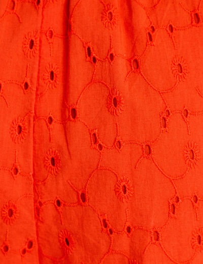 Short avec broderie orange fonc&eacute; femme