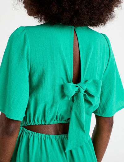 Robe &eacute;vas&eacute;e col v vert femme
