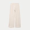 Pantalon large brod&eacute; beige femme