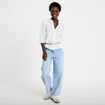 Blouse ample col v manches 3/4 ecru femme
