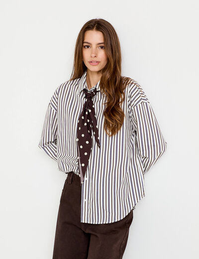 Chemise oversize manches longues blanc femme