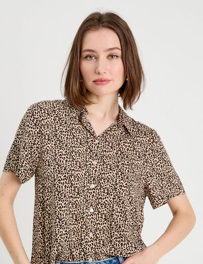 Chemise manches courtes ecru femme