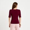T-shirt ajust&eacute; col rond manches courtes bordeaux femme