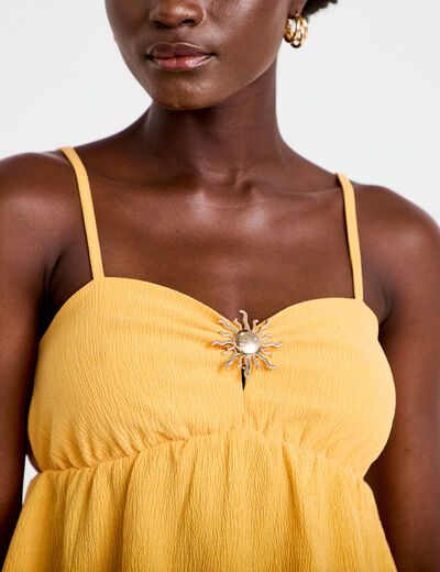 D&eacute;bardeur d&eacute;tail bijou orange clair femme