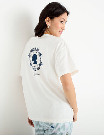 T-shirt oversize brod&eacute; Bridgerton ecru femme
