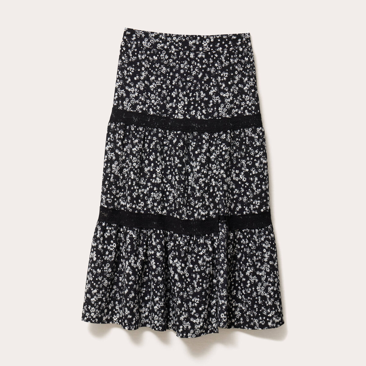 Jupe longue &eacute;vas&eacute;e noir femme