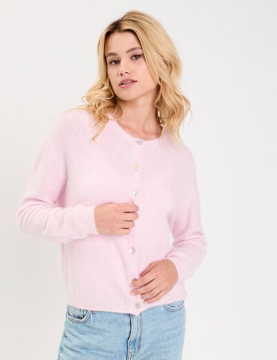 Gilet manches longues rose clair femme