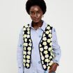Gilet sans manches &agrave; motif effet polaire bleu marine femme