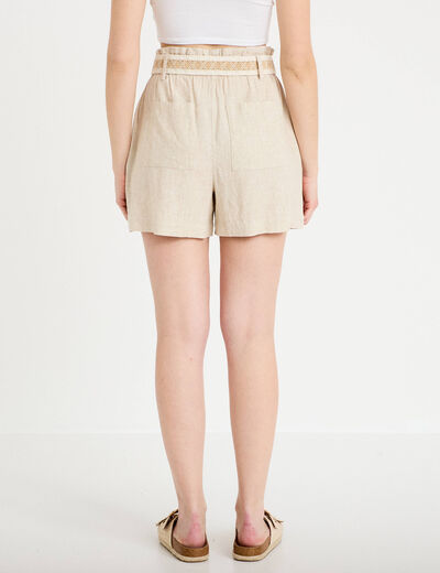Short avec ceinture amovible beige femme