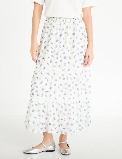 Jupe longue &eacute;vas&eacute;e Bridgerton blanc femme